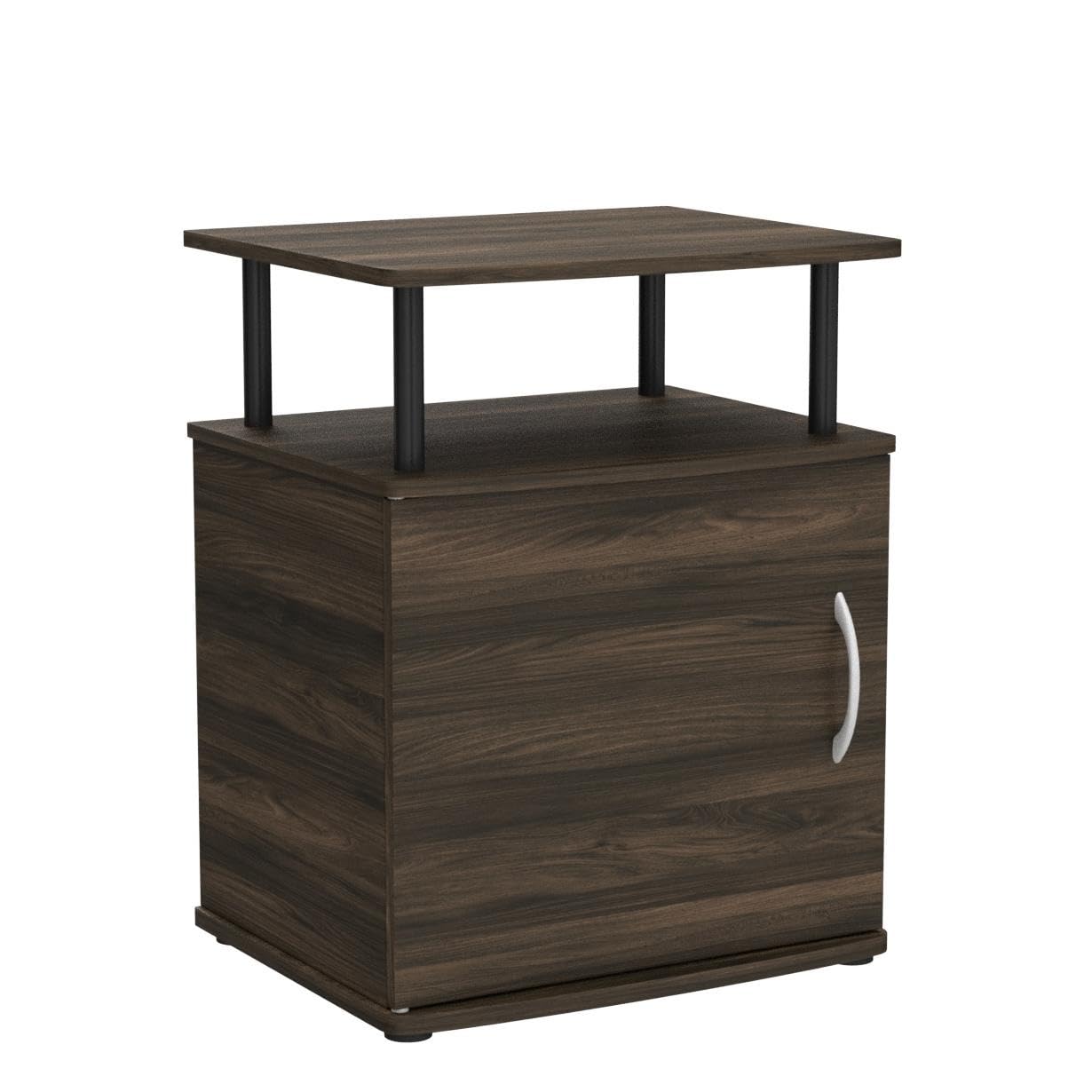 Furinno Jaya End Side Sofa Table/Nightstand With Door, 2-Pack, Pvc Tubes, Columbia Walnut/Black